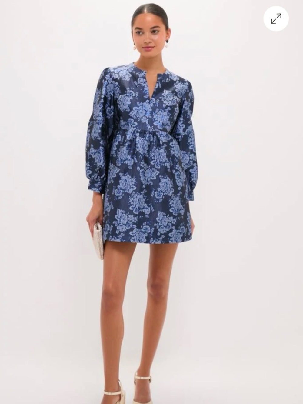 Floral Navy and Light Blue Mini Dress